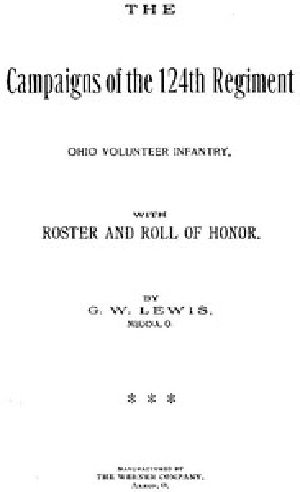 [Gutenberg 52223] • The Campaigns of the 124th Regiment, Ohio Volunteer Infantry, with Roster and Roll of Honor